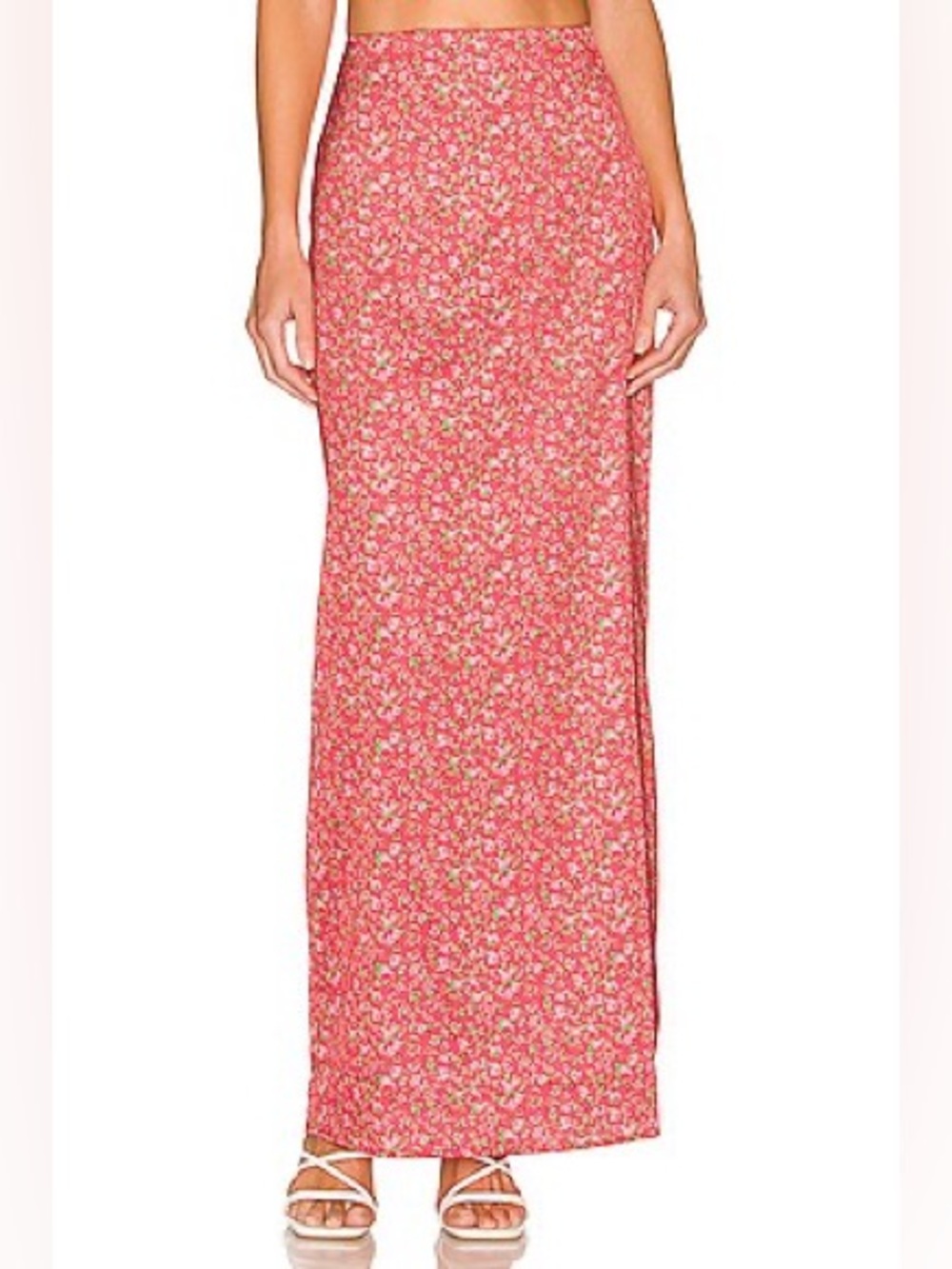 AFRM red floral silky maxi skirt